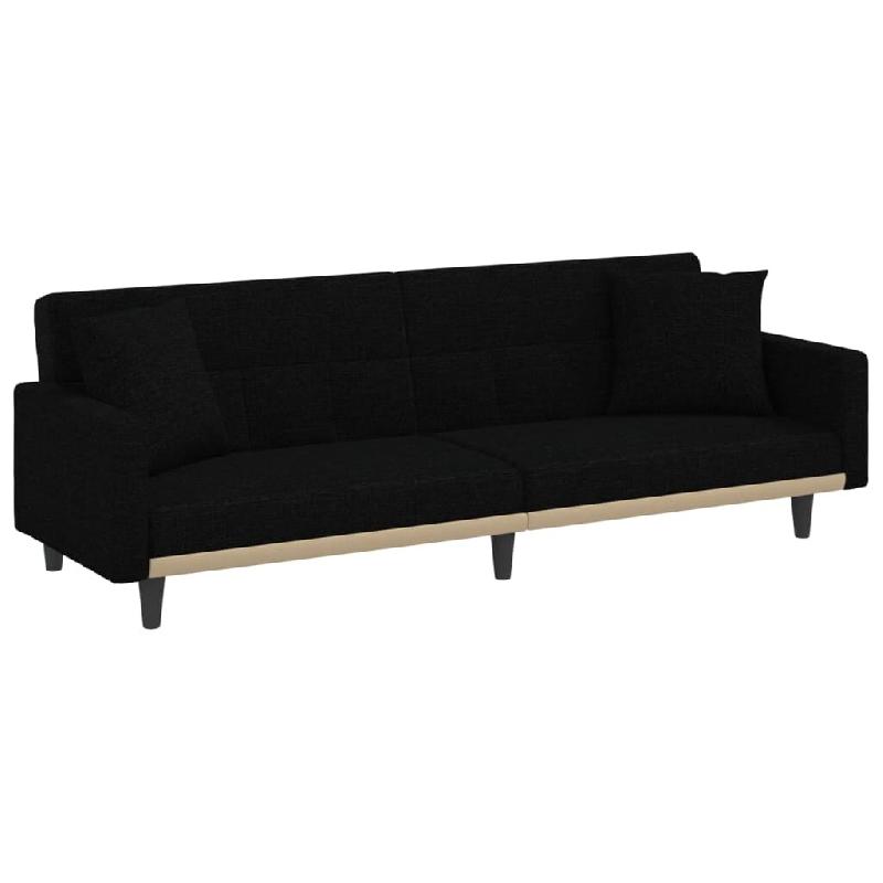 Helloshop26 - Canapé-lit avec coussins 220 x 100 x 53 cm tissu noir 02_0019831 - noir polyester 3001029288001_0