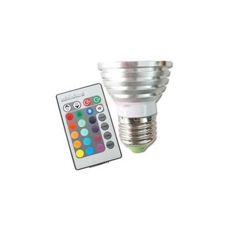 Lot de 3 ampoules LED E27 RGB 15 couleurs avec télécommande - basse consommation 3W et intensité réglable_0