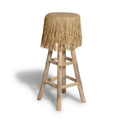 Now's Home - Tabouret De Bar En Teck Assise Jute O30cm H85cm Burlap - 3256390245959_0