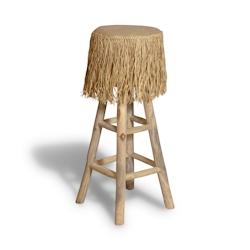 NOW'S HOME - Tabouret De Bar En Teck Assise Jute O30cm H85cm Burlap - 3256390245959_0