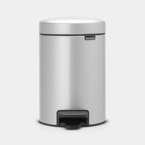 Poubelle à pédale newIcon -3 litres - Metallic Grey - Compacte et hygiénique pour salle de bains et toilettes_0