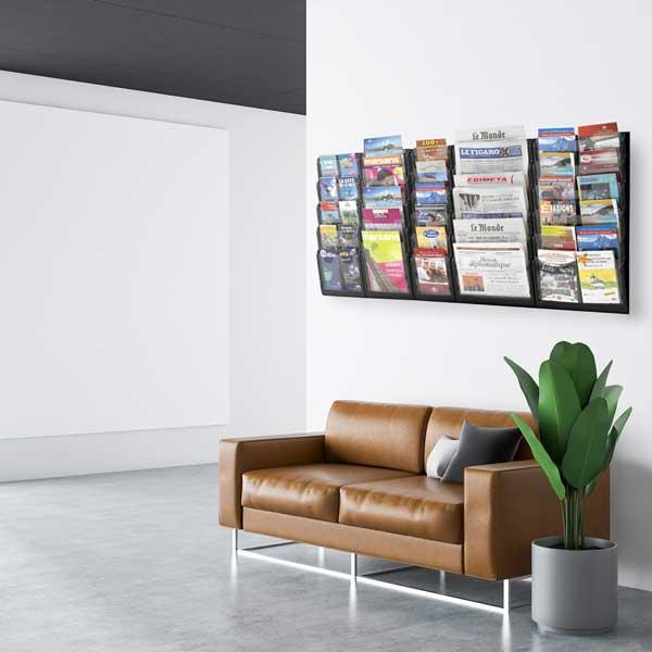 PRÉSENTOIR MURAL BLACK-LINE® NOIR A5 - 12 CASES