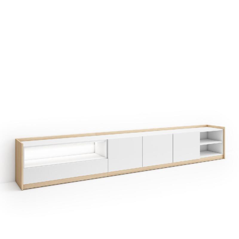 SKRAUT HOME Meuble TV, Banc Télé, 310x50x37 cm, Pour les TV jusqu'à 80