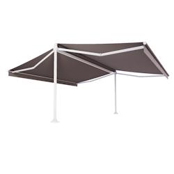 Store double pente Mabay 4,80x2x2,50 M Intersun Manuel (Manuelle - Blanc satiné RAL9010 - Taupe 300g/m²) - marron aluminium 3662618010122_0