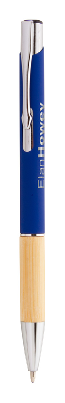 Stylo bille en aluminium - grip bambou - finition caoutchoutée - gravure laser effet miroir - encre bleue_0