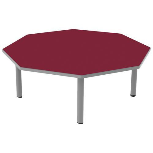 TABLE CARÉLIE MOB OCTO. Ø120 T1 STRA POLY. CERISE GRIS/9006 - MOBIDECOR
