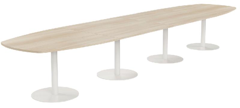 TABLE CONFÉRENCE ELGA PIED COROLLE 480X113 CM PLATEAU MÉLAMINÉ ACACIA/BLANC - MANUTAN COLLECTIVITÉS