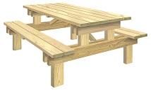 Table pique nique Hanovre en pin du Nord traité autoclave classe IV certifié FSC - Plateau 200 cm - Modèle anti vandalisme - Livrée pré-montée - Visserie inox_0