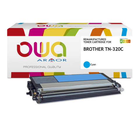 TONER REMANUFACTURÉ OWA - STANDARD - CYAN - POUR BROTHER TN-320C - TONER COMPATIBLE