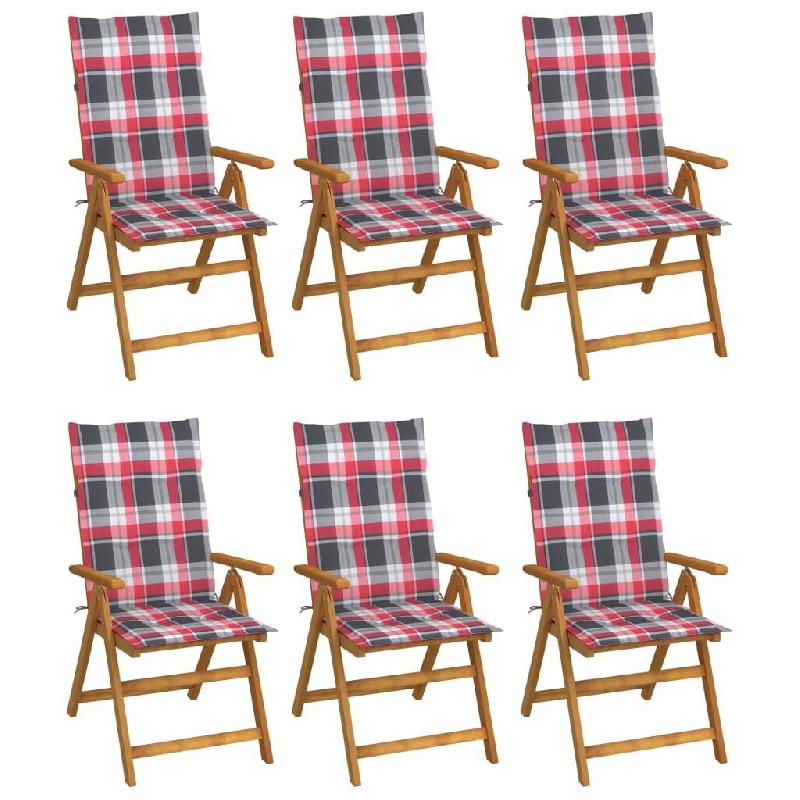 VidaXL Chaises Pliables De Jardin Lot De 6 Avec Coussins Bois D Acacia - multicolore 3064132_0