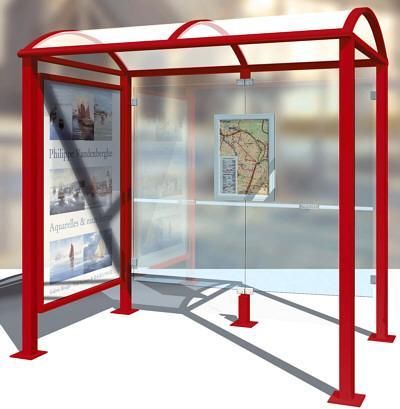 ABRI BUS AVEC VITRINE LATÉRALE - LG. 2500 MM 
