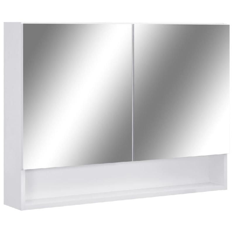 ARMOIRE À MIROIR DE SALLE DE BAIN LED 80 X 15 X 60 CM MDF BLANC 02_0006728_0