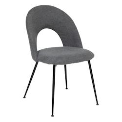 Atmosphera Chaise de table assise Gris chiné et pied en métal noir H 81 cm - noir 3560233561190_0