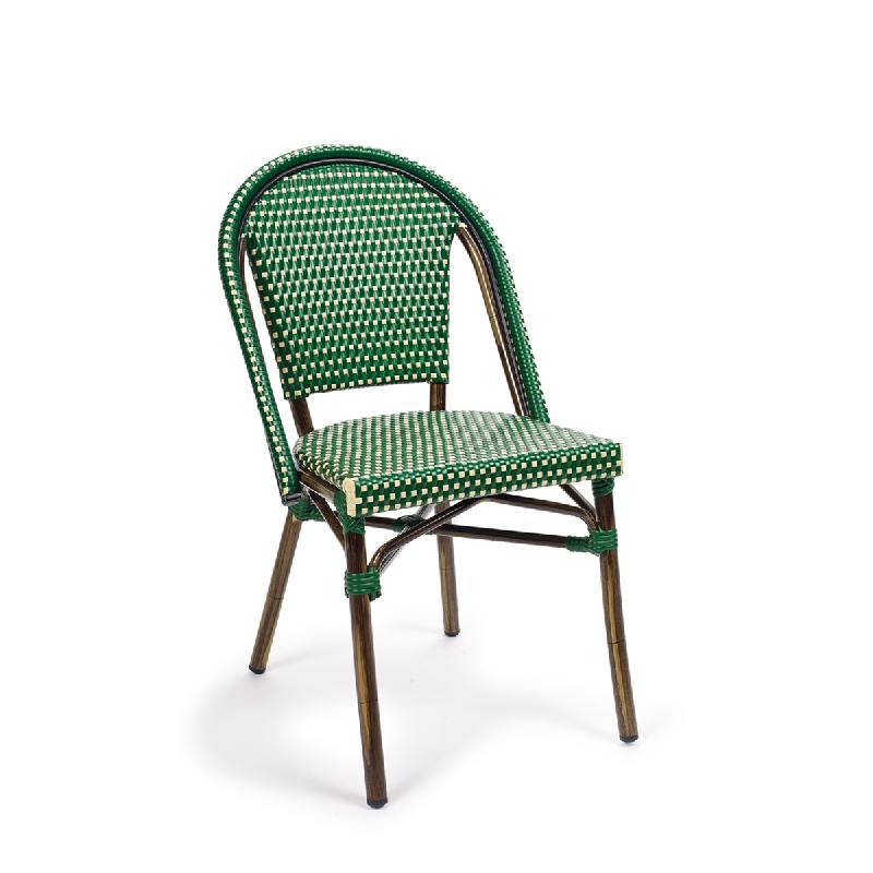 Chaise de terrasse paris - tressage vert et crème_0