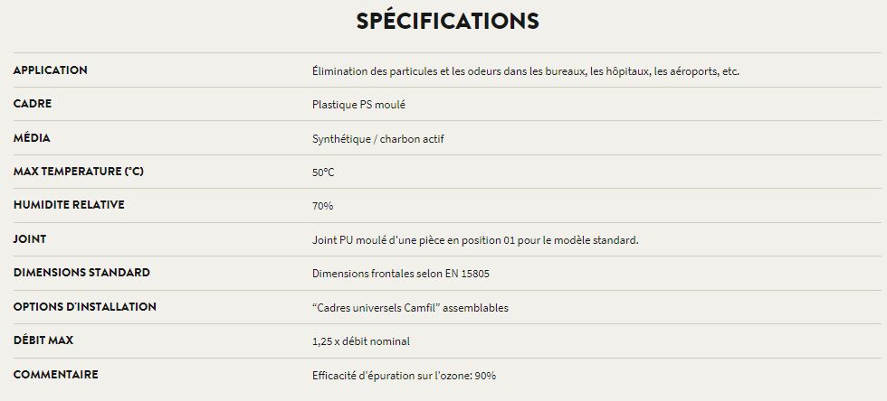 Citycarb i - filtre de ventilation compact en V - Camfil - hauteur : 592 mm - filtration particulaire et moléculaire_1