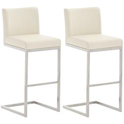 CLP Ensemble de 2 tabourets de bar Paros en similicuir Crème - beige polyester 317282_0