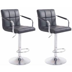 CLP Lot de 2 Tabourets de Bar Lucy  V2 en Similicuir Noir /Chrome - noir polyester 315804_0