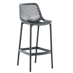 Décoshop26 - Tabouret de bar avec repose-pieds design moderne plastique gris foncé intérieur ou extérieur 10_0000038 - gris 3000885969604_0