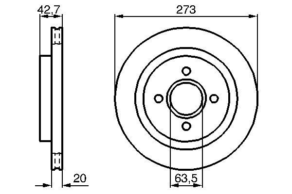 Disque de frein Bosch 0986478816 - Arrière - Ventilé intérieur - Boîte de 2 disques - 4 trous_0