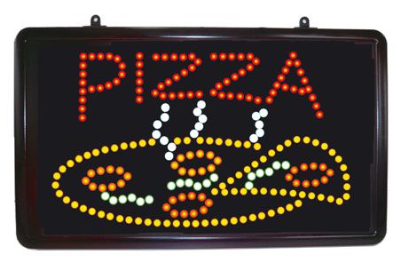 ENSEIGNE LUMINEUSE LEDS 56 X 33 CM PIZZA ANIMÉE