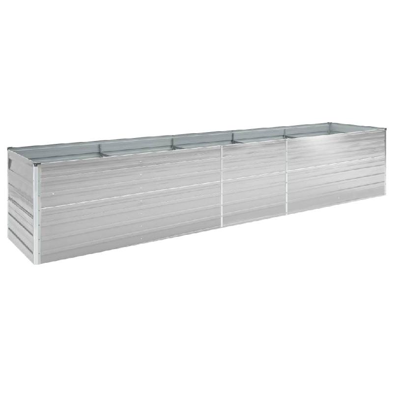 Jardinière lit surélevé en acier galvanisé - 400 x 80 x 77 cm - Gris - Plantes, fleurs et jardin_0
