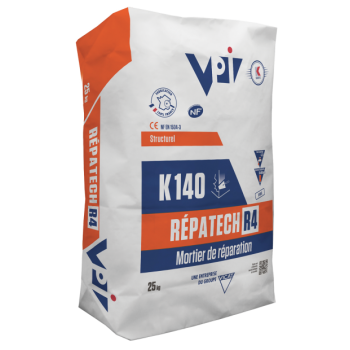 Mortier de réparation fibré - Forte épaisseur 5 à 50 mm - Réf. AG01927 - K140 Repatech R4 - VPI_0