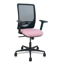 Piqueras y Crespo Silla Zulema sincro malla negra asiento bali rosa brazos 2D ruedas 65mm - rose multi-matériau 390SM840B710B2DB68R65_0