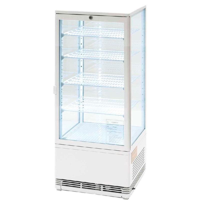 Romux® Vitrine Réfrigérée 4 Étagères avec 1 Porte Battante Blanche 100 litres Ventilée | Vitrine à Poser en verre droit - 8435811800341_0