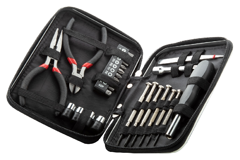 Set à outils en métal - 25 pièces avec boîtier en aluminium zippé - Couleur noire - Poids 550 g_0