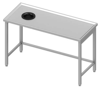 Table de travail inox centrale soudée - 1500x700x900 mm - trou vide-ordure à gauche - 933107150_0