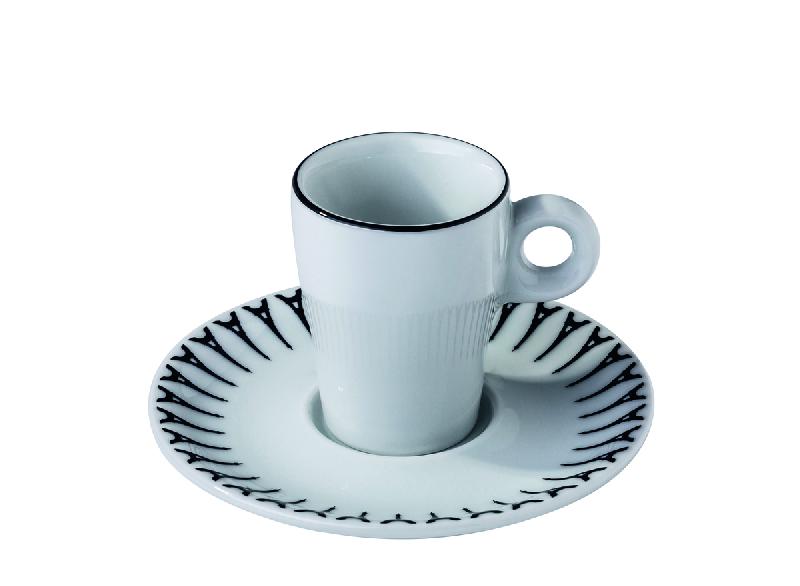 TASSE ET SOUS-TASSE À CAFÉ BLANC PORCELAINE 8 CL VILLE DE PARIS PILLIVUYT