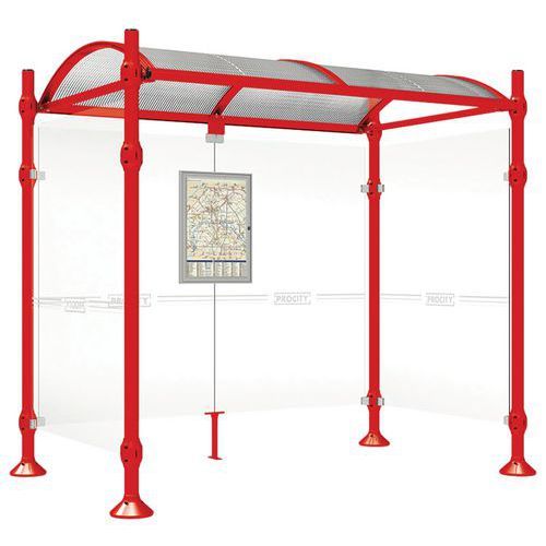 ABRI BUS PROVINCE 2.5 M 2 BARDAGES LAT. INOX ROUGE 3020 - PROCITY