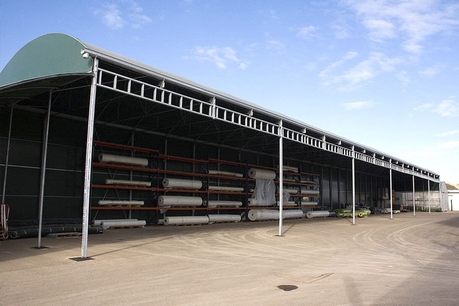 Abri de stockage - Structure en acier avec toiture en PVC et fondation - Dimensions modulables et solides_0