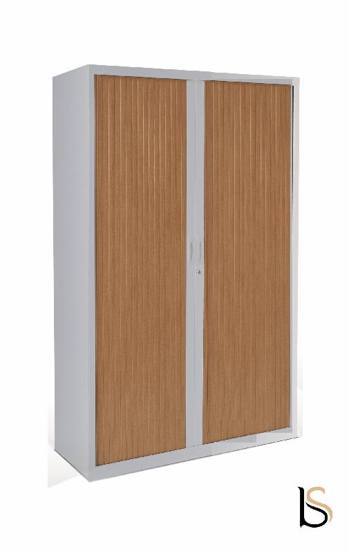 Armoire haute à portes rideaux tons bois- GAPSA - 80, Gris aluminium, Poirier 030_0