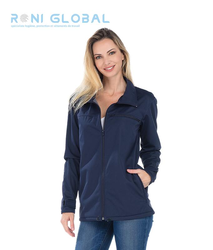 BLAZER DE TRAVAIL MARINE UNISEXE MANCHES LONGUES 3 COUCHES EN POLYESTER 3 POCHES - SOFTSHELL REMI CONFECTION_0