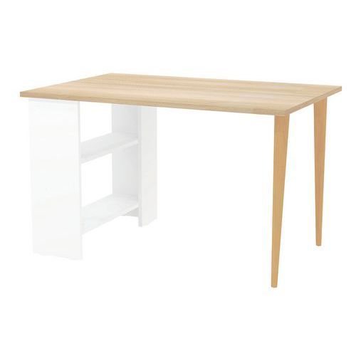 BUREAU ARNO PIED MIXTE 120X80 CM PIN/BLANC/HÊTRE