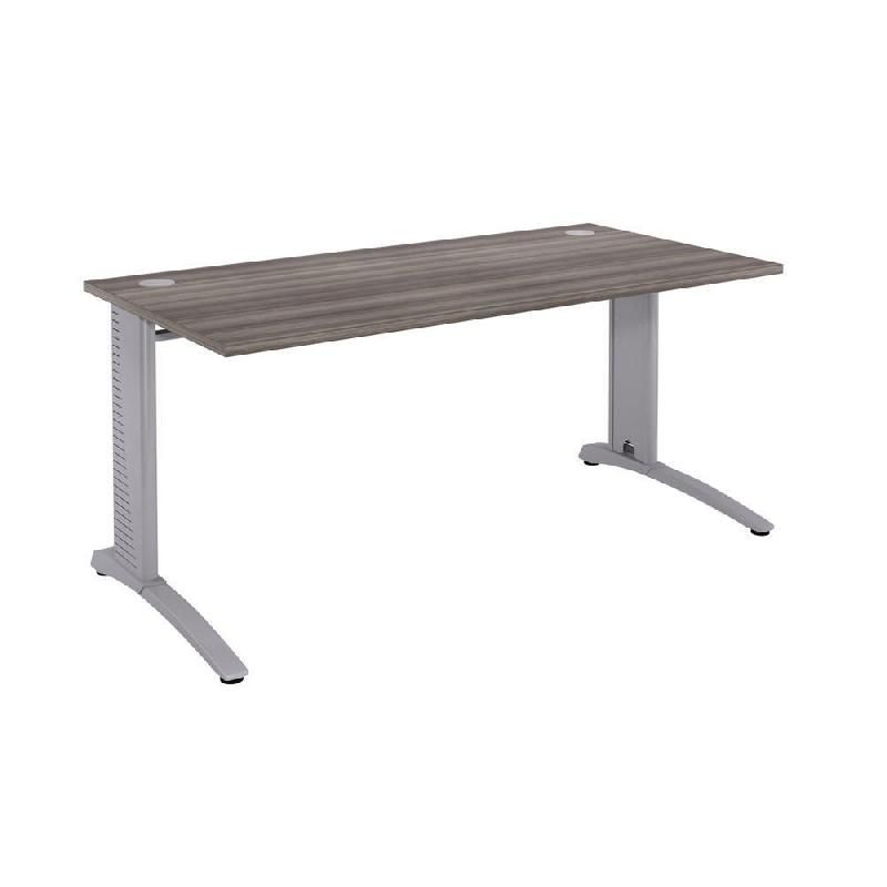 BUREAU DROIT BIOSPACE 2 - L. 140 X P. 80 CM - PLATEAU CÈDRE - PIEDS L ALUMINIUM - EMBASE 'BLANCHE'