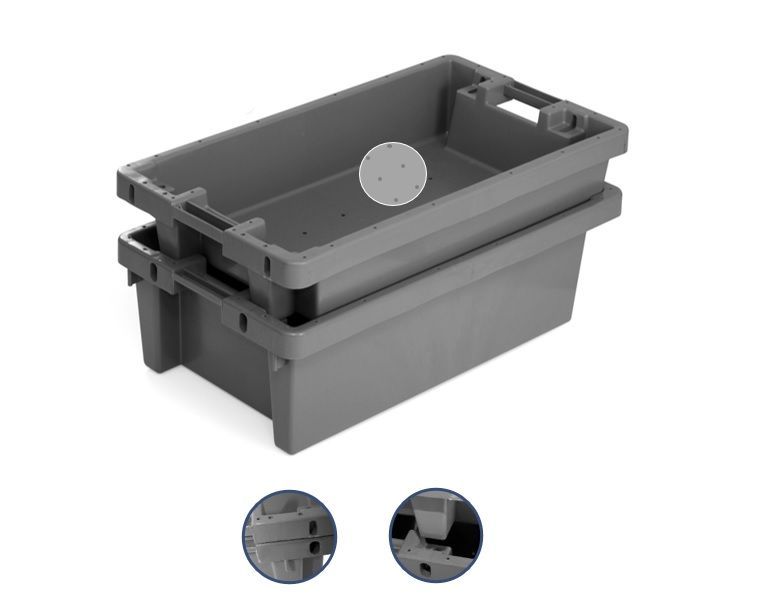 Caisse à poisson emboitable - 80 x 45 cm - Hauteur 15 ou 25 cm - 30L ou 47L - Alimentaire et personnalisable_0