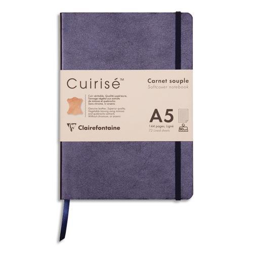 CARNET CUIR SOUPLE CLAIREFONTAINE CUIRISE - FORMAT A5 144 PAGES LIGNEES - COLORIS PETROLE