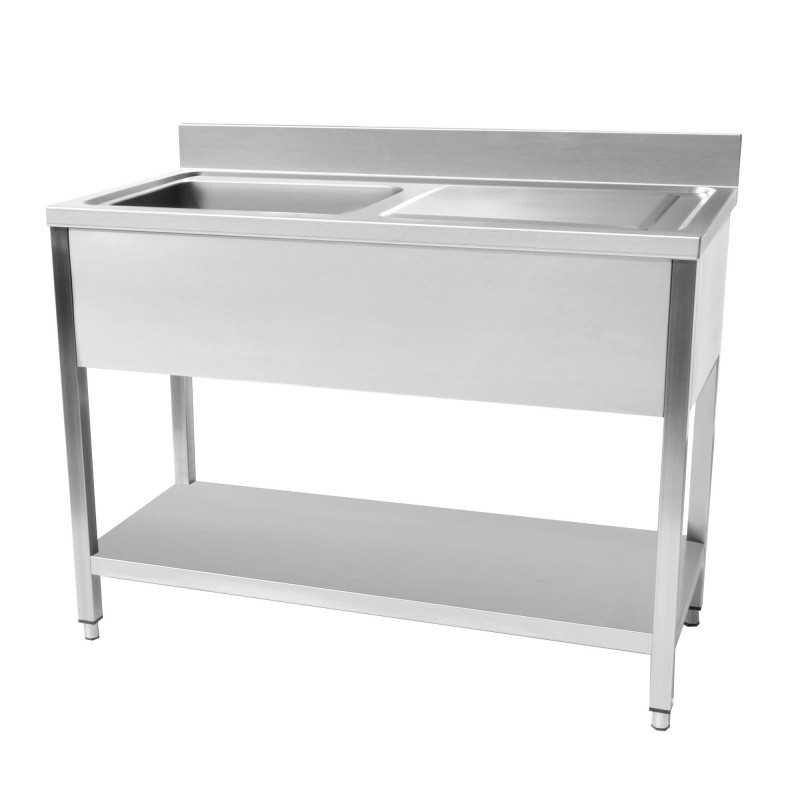 Cuistance Plonge evier avec sous tablette 1200 x 600 x 950 mm - Egouttoir à Droite - inox STSK126R_0