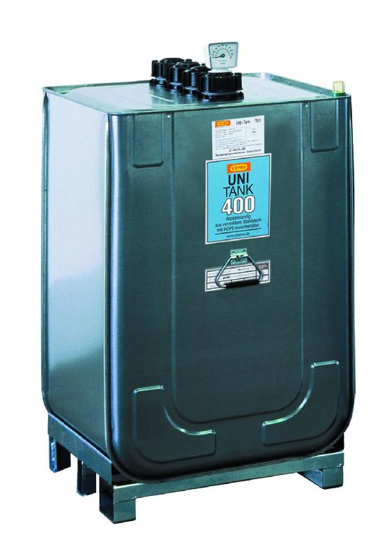 Cuve de stockage de carburant 400L - rétention intégrée - acier galvanisé et PEHD_0
