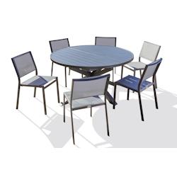 DCB GARDEN Ensemble repas 6 places en aluminium anthracite avec rallonge papillon - PELOSA - gris aluminium PELOSA-TB200+STO6CH_0