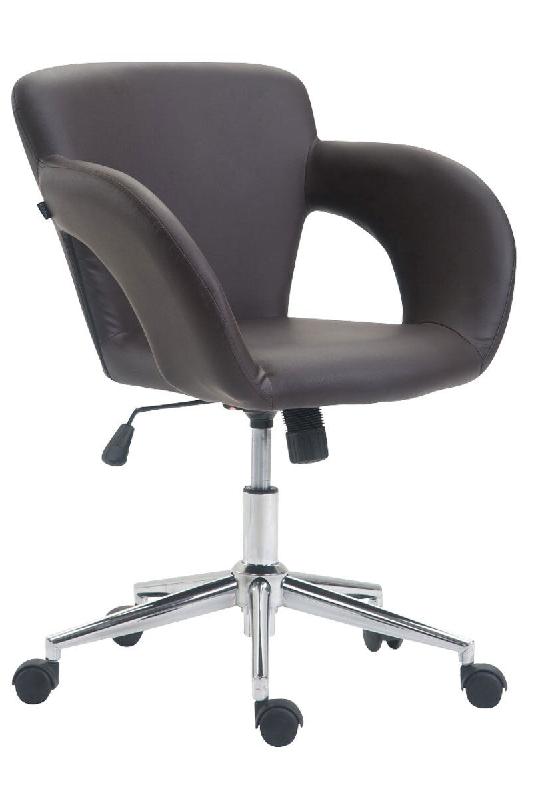 Décoshop26 - Fauteuil chaise de bureau en synthétique marron avec accoudoirs hauteur réglable BUR10344 - marron 3000438764885_0