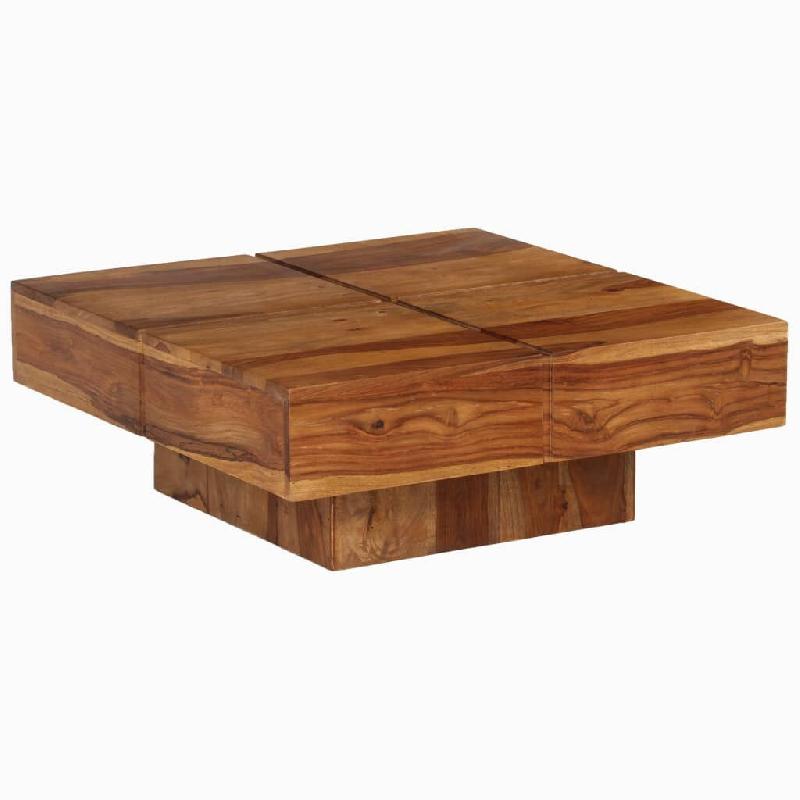 Décoshop26 - Table basse de salon design rustique 80 x 80 x 30 cm bois d'acacia massif marron DEC037190 - marron Bois massif 3000263148621_0