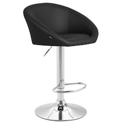 Décoshop26 - Tabouret de bar x1 réglable et pivotant dossier arrondi en PVC noir piètemet en métal chromé TDB10804 - noir 3000252956985_0