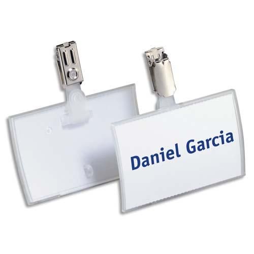 Durable boîte 25 porte-badges click fold en polypropylène avec clip en métal - l90 x h54 mm - transparent_0