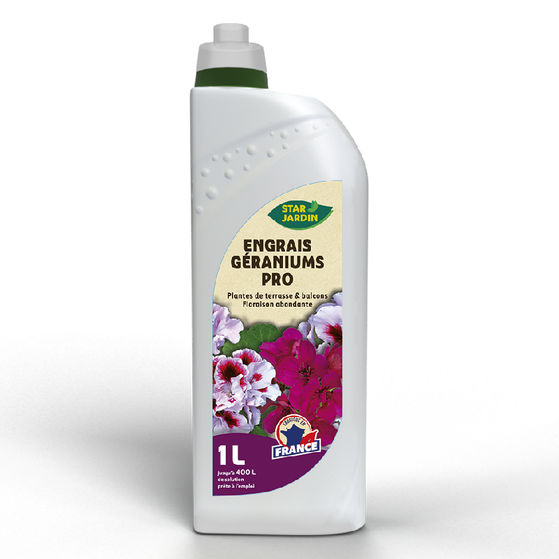 Engrais Géranium PRO 1 Litre - Formulation professionnelle horticole - Action immédiate - 5-9-14 + oligoéléments_0