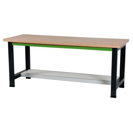 Établi d'atelier industriel - Plateau bois hêtre ou stratifié 40mm - Charge 1000kg - Tablette basse mélaminée_0