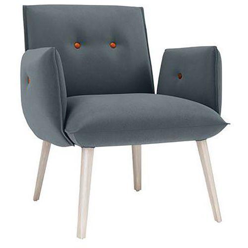 FAUTEUIL SODA BOUTONS ORANGE CARABU GRIS MOYEN