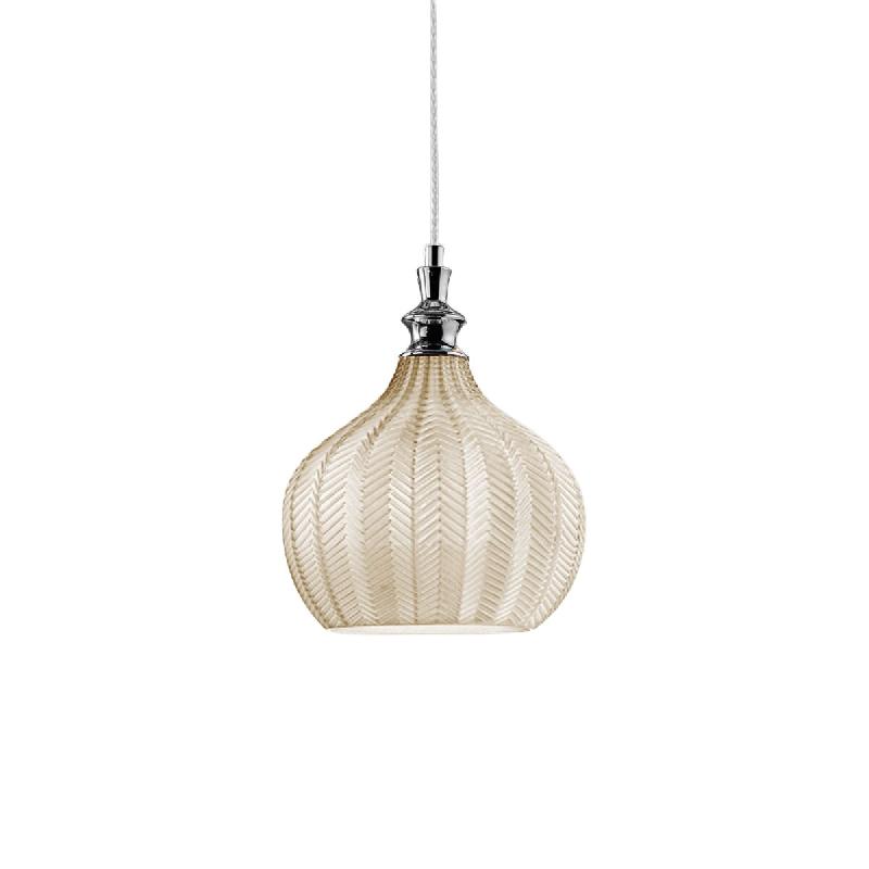 Gea Luce Suspension Cleofe S/11 Ocre - Structure En Métal Chromé Et Verre Ocre Transparent 1Xe27 Max 60W Ip20 - Gealuce - CLEOFE S/11 - OCRA_0